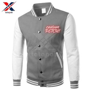 Chaqueta Universitaria de Invierno para Hombre, Resistente al Viento, 100% Algodón, Mangas Regulares, Diseño de Logotipo Bordado Personalizado, Estilo Universitario, de Fábrica - Product Image 3