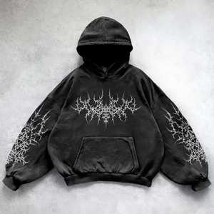 เสื้อฮู้ดดี้ผ้าฝ้าย 100% หนัก 230 กรัม ทรงสตรีทสไตล์ฝรั่งเศส ปักลายแบบดิสเทรส  รักษ์โลก สำหรับฤดูหนาวปี 2025 - Product Image 4