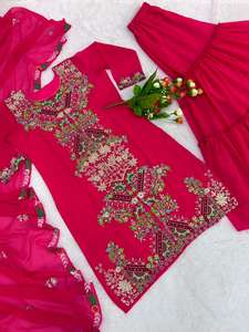 Designer de qualité supérieure robe de Style Plazzo indien Style pakistanais Georgette broderie séquence travail à la main mariages fêtes - Product Image 3