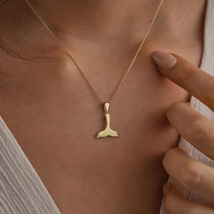 Collar de Plata de Ley 925 con Baño de Oro Vermeil de 14K, Diseño de Cola de Ballena Cristiana, Colgante de Sirena Inspirado en el Océano, Joyería Marina Minimalista - Product Image 5