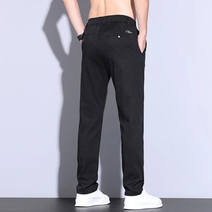 Anxica กางเกงลำลองขายาวสำหรับผู้ชาย, กางเกงขาตรงระบายอากาศบางสำหรับ Tencel สีทึบฤดูร้อน - Product Image 2