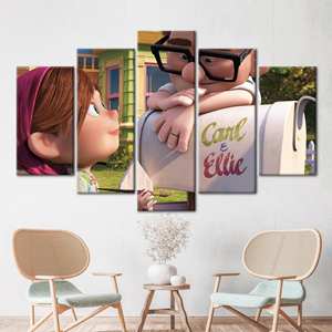 Toile imprimée : Ballons à air, Carl & Ellie, Décoration moderne sur le thème de l'amour, Mixte 5P : Gallery Wrap - Product Image 1