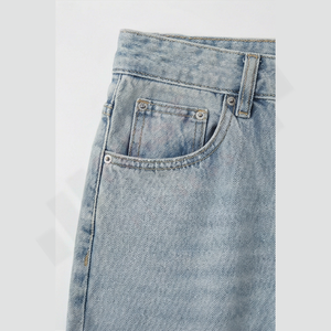 Jeans en denim pour hommes de qualité supérieure 2025, coupe décontractée, taille moyenne, pantalon droit, délavage acide, lavable, boutons, vente en gros - Product Image 5
