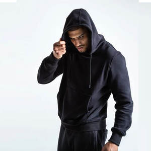 Mode décontracté hiver couleur unie survêtements vêtements de sport bouffée impression deux pièces à capuche pantalons de survêtement ensembles personnalisé 100% coton - Product Image 4