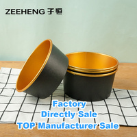 16oz 24oz 32oz Beste Schwarze Papier-Suppenschalen mit Deckeln für Heiße Speisen Goldfolie-Papier-Lebensmittelbehälter