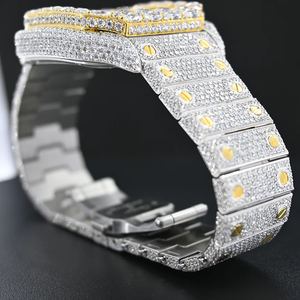 Haute qualité VVS clarté Moissanite diamant montre mode affaires en acier inoxydable Logo personnalisé caché bouton poussoir fermoir Antique - Product Image 2