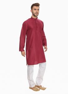 Maroon <b>Mens</b> Kurta <b>Pajama</b> <b>Set</b> Full Sleeve Kurta and Comfortable Cotton <b>Pajama</b> for Festivals and Weddings Available for Best Price - Product Image 3
