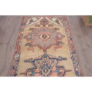 Alfombra Turca Vintage de 3.4x6.3 pies (104x192 cm), Alfombra de Lana Azul Ombré - Product Image 3