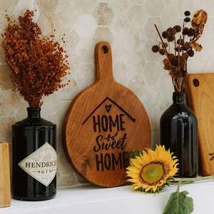 Tabla de cortar de madera de acacia natural hecha a mano más vendida con mango Tabla de cortar de verduras barata para Cocina - Product Image 3