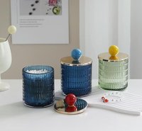 Bocaux de rangement en verre coloré, bouteilles et bocaux en verre avec couvercle en métal doré