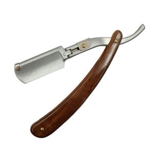 Rasoirs de barbier fabriqués avec un manche en bois Rasoir à forte adhérence en acier à haute teneur en carbone/Rasoirs de barbier grossistes - Product Image 1