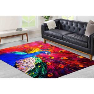 Tapis imprimé paon multicolore - Cadeau pour la maison, tapis doux non tissé - Product Image 4