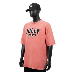 Camiseta 100% algodón para hombre, corte holgado, estampada, estilo acid wash, tejido jersey de algodón grueso, aplique bordado, logotipo personalizado - Product Image 4