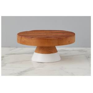 Plateau rond en marbre de pierre naturelle blanche pour décoration de mariage ensemble de support à gâteau en marbre avec outils à gâteau en pierre et en bois - Product Image 4