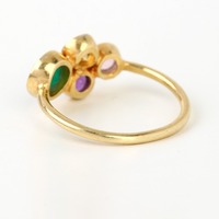 Bague en laiton plaqué or 18 carats Vermeil multi-pierres avec améthyste naturelle, citrine et onyx, bijoux religieux chrétiens pour femmes