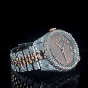 Reloj Cronógrafo de Acero Inoxidable con Probador de Diamantes, Esfera Marrón, Tono Oro Rosa, Reloj de Pulsera de Lujo para Hombre - Product Image 4