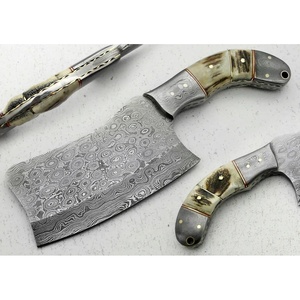 Cuchillo de Cocina JEXMOO, Hecho a Mano, de Acero de Damasco, Multifuncional, con Patrón de Gota de Lluvia, con Funda de Cuero - Product Image 1