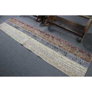 พรมวินเทจขนาด 2x8.9 ฟุต, พรมตุรกี, พรมลายดอกไม้สีน้ำตาล - Product Image 4