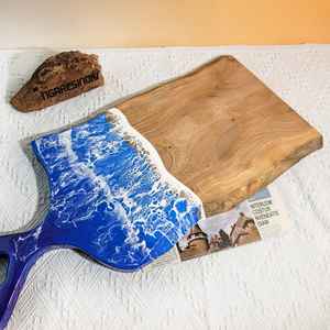 เขียงไม้เรซินธรรมชาติทำจากไม้อะคาเซียและไม้มะม่วงดีไซน์เรซินอันสวยงาม - Product Image 6