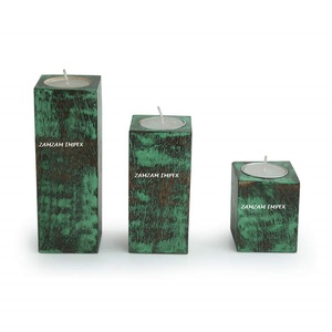 Candelabros de luz de té de madera antiguos pintados a mano para decoración del hogar para Navidad Diwali Día de San Valentín - Product Image 4