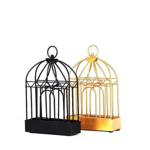 互动鸟笼套装2个金色和黑色金属室内装饰悬挂鸟笼提供舒缓的编钟或旋律