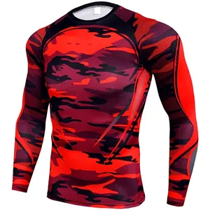 Custom logo printed sublimated wholesale OEM&ODM service gym fitness wear Breathable new men MMA rash guard 2024 BY SAPPARELS