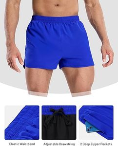 Men's Comfortable Shorts Zippered <b>Storage</b> Pockets Custom Logo Stretch Waist Relaxed Fit for Outdoor Activities Solid Pattern - Product Image 4