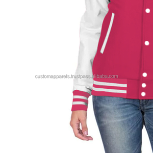 Chaqueta Varsity de Algodón y Forro Polar Premium para Mujer, Ropa Urbana Moderna, Chaqueta Letterman Personalizada al por Mayor - Product Image 6