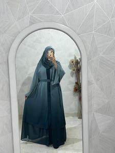 Élégant accessoire de vêtements musulmans traditionnels brodés à la main à double couche-Abaya décontractée pour femmes - Product Image 2
