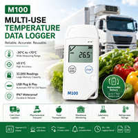 Registrador de Datos de Temperatura USB LCD M100 Directo de Fábrica, Informe PDF, -30~70, IP67, ODM/OEM, Logotipo Personalizado para Logística de Cadena de Frío