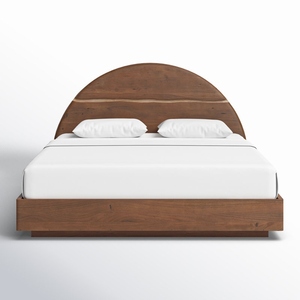 Cadre de lit en bois minimaliste moderne Mobilier en bois de suar durable en teck et acajou pour chambre à coucher Couleur naturelle pour hôtels et villas-170107 - Product Image 1