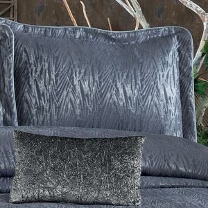 Ensemble de couvre-lit classique de luxe personnalisé Guzide Vivaldi bleu fumé 4 pièces, 100% chenille, tissé rayé, lavable, anti-acariens - Product Image 3