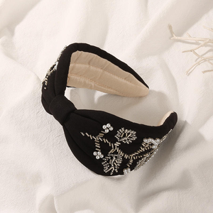 Diademas Bordadas a Mano con Tela, Flores de Esponja de Alta Costura, Diademas con Cuentas Preppy Importadas - Product Image 5