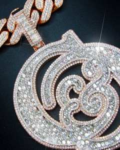 Pendentif élégant en argent sterling 925 avec moissanite baguette, collier exclusif HipHop Bling Iced, pendentifs fins et charmes tendance - Product Image 2