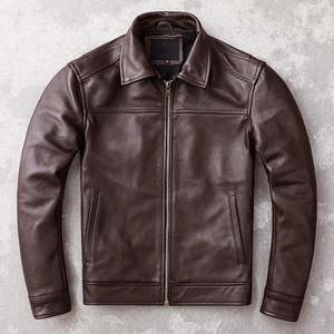 Chaqueta de cuero de vaca hecha a mano personalizada, abrigo de invierno duradero para motocicleta para hombres - Product Image 1