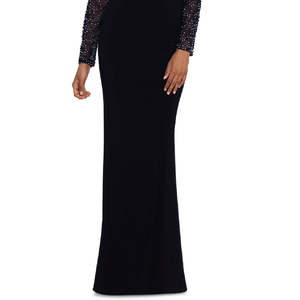 Abito da sera Betsy Adam da donna, in organza, nero, taglia XL, con lavorazioni all'uncinetto, cut-out decorati, silhouette a tubino, lunghezza naturale. - Product Image 3