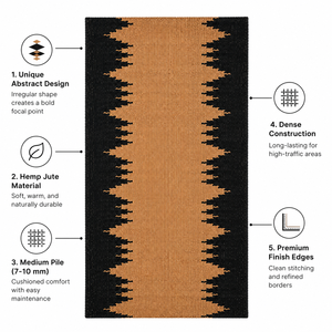 Modern Geometric Hemp Jute <b>Boho</b> Style Rectangle Area <b>Rug</b> Handmade Anti-Slip Weave Backing Medium Pile Eco-Friendly Washable PET - Product Image 3