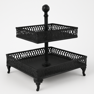 Soporte de exhibición de 2 niveles de oro con metalistería elegante y acabado pulido para servir postres, aperitivos y decoración - Product Image 6