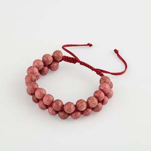 Bracciale in Macramè con Doppia Fila di Pietre Naturali di Diaspro Rosa da 8mm - Product Image 1