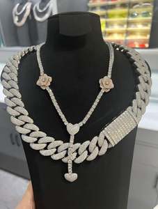 Cadenas Cubanas y de Tenis de Plata de Ley 925 con Moissanita VVS, Estilo Hip Hop, 26 mm y 5 mm, 100 g - Product Image 4