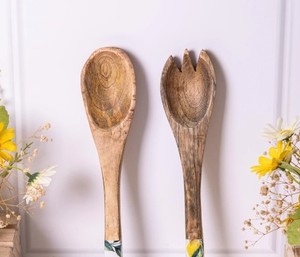 Handcrafted Mango Wood <b>Salad</b> Serving <b>Spoon</b> Fork Set Kitchen Utensils Sustainable Dining Kitchenware Decorative - Product Image 4