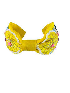 Hot Selling Colorful <b>Floral</b> Embroidery Bead Accents Stylish Knot-Style Handmade Beaded Fabric Hair Accessory Export Quality 2026 - Product Image 2