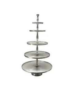 Aluminium Metal Bakeware 5 Tiers <b>Tall</b> Cake Stand Kitchen & <b>Table</b> Top Usage Customized Product Good Finishes Glam 5 Tiers Stand - Product Image 1