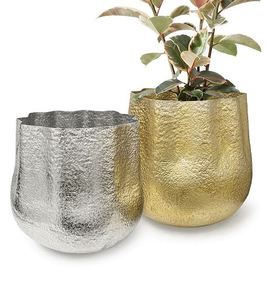 Venta caliente diseñador forma redonda Metal florero macetas conjunto jardín decoración hogar boda Hotel decoración oro acabado - Product Image 2