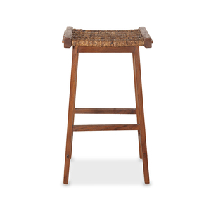 Tabouret de bar en bois de jacinthe d'eau et de teck naturel de qualité supérieure Mobilier de bar de style tropical OSV LF.2a pour les centres de villégiature et les restaurants - Product Image 1