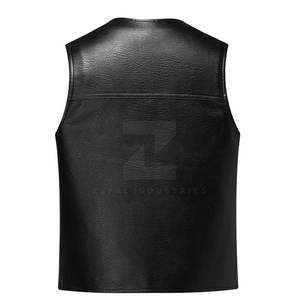 Chaleco de Cuero Genuino sin Mangas para Otoño e Invierno, Cuello en V, Informal, de la Mejor Calidad, Ligero, Transpirable y Personalizable para Hombre - Product Image 2