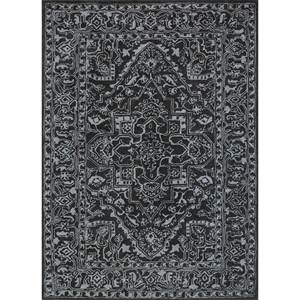 Tapis en laine tufté à la main Imara, gris et noir, motifs rectangulaires et rayés, pour la maison et les cadeaux, Tra-13337, tapis de chambre - Product Image 1