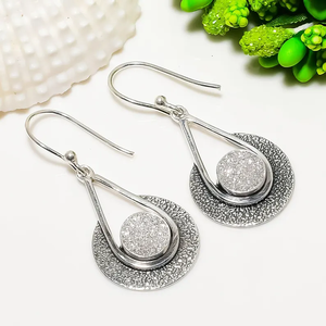 Vente en gros de bijoux en vrac Boucles d'oreilles en argent, titane, agate, drusy, pierres précieuses en argent sterling 925 Boucles d'oreilles faites à la main - Product Image 2