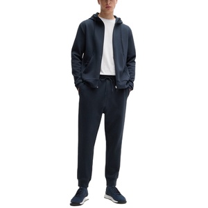 Ensemble deux pièces pour homme, sweat à capuche zippé et pantalon de jogging en mélange polyester/coton respirant et léger, pour l'entraînement sportif en plein air - Product Image 2