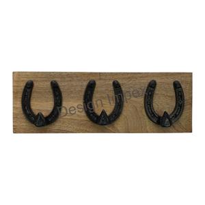 Eco Friendly <b>Wood</b> Board Cast Iron Horse Shoe Hooks And <b>Rail</b> Towel Clothes Hanger Wall Decorative Hooks Home Accessories For Sale - Product Image 6